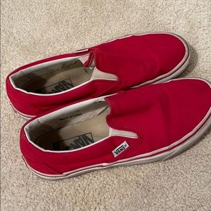 Red women’s low top slip on vans